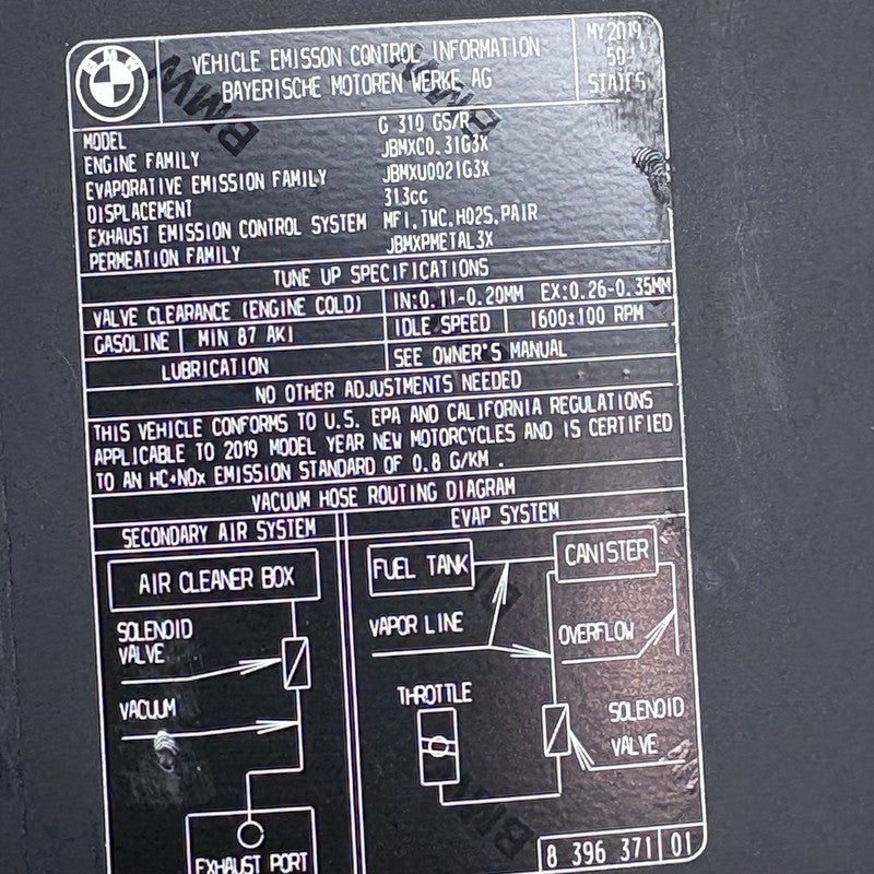 8556886 BMW G310GS BATTERY BOX TRAY 2018 2019 OEM 8556886
